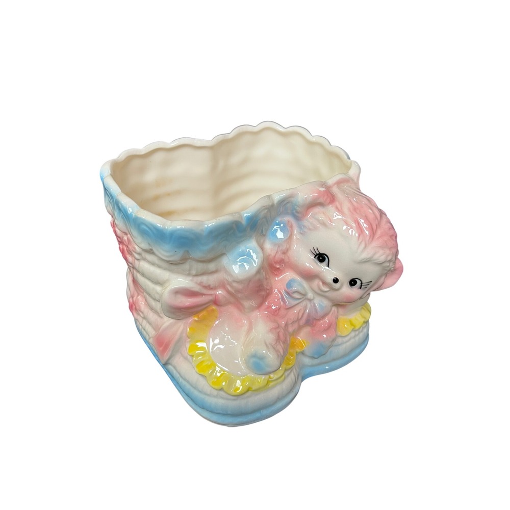 Relpo 2057 VTG Pink Lamb Baby Planter Ceramic Mid‎ Century Nursery Kitsch Japan